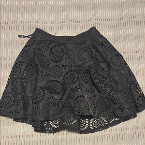 Black Mini Skater Skirt with Cut Out Design